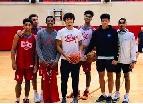 Current and future IU teammates pose for a picture at Indiana's Cook Hall.